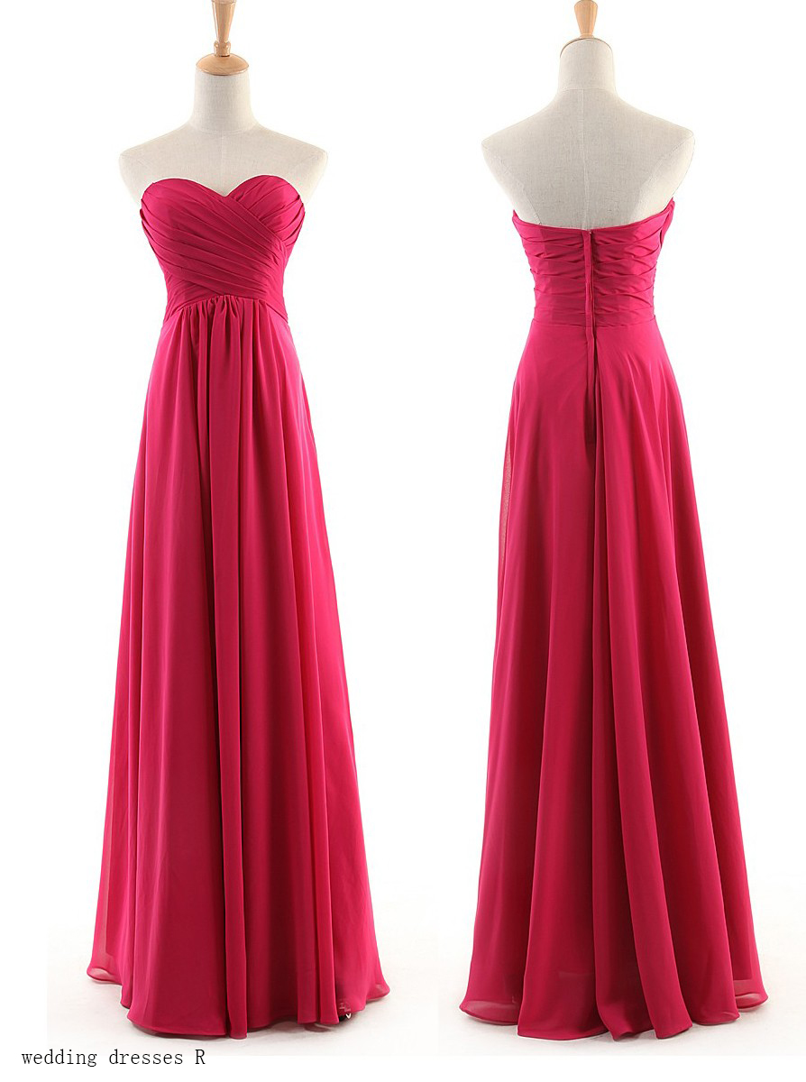 Red Long ALine Chiffon Evening Dress Featuring Ruched Sweetheart Bodice on Luulla